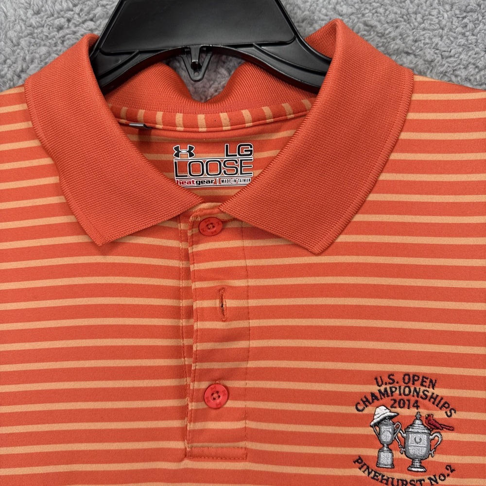 Under Armour Mens Orange Pinehurst US Open 2014 HeatGear Golf Polo Shirt Large